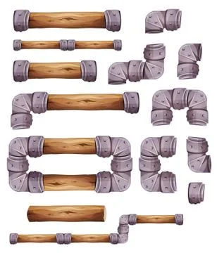 Design Stone And Wood Elements For Platform Game Ui イラスト素材