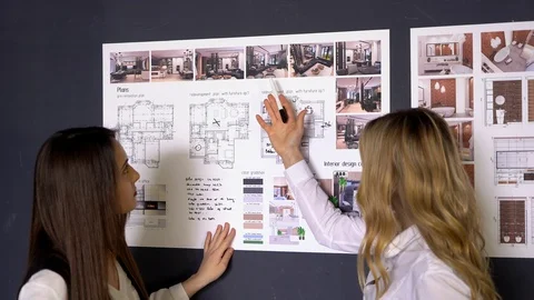 Design Studio Architect Creative Occupation Meeting Blueprint Concept 20s Stock-Footage 88652797
