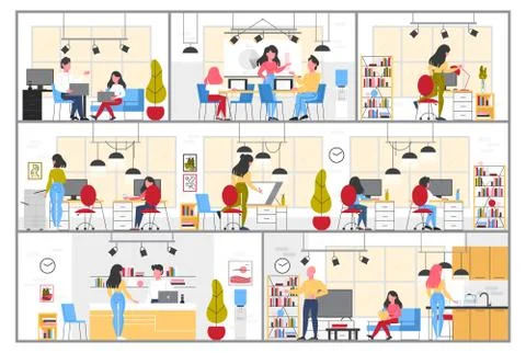 Design studio building interior. Office workplace designer. Ilustración de archivo