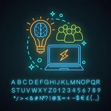 Design studio neon light concept icon 스톡 일러스트
