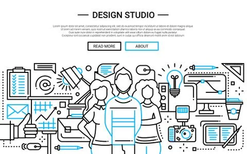 Design Studio - simple line website banner Stock Illustration