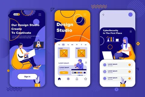 Design studio unique design kit for social networks stories. Front end Stock Illustration