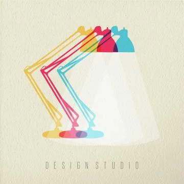 Design studio work lamp icon concept color design Stock Illustration