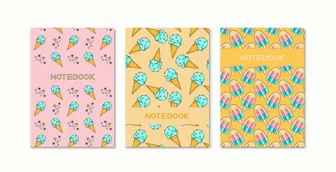 Design of a summer ice cream notebook, book Stock Illustration