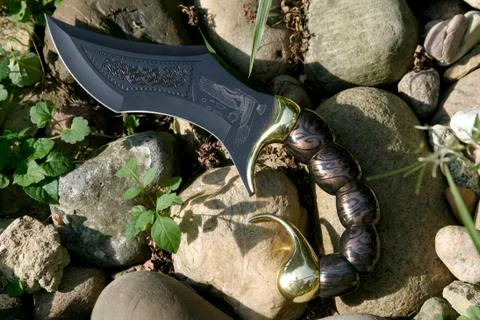 Design summer logo pattern dagger middle ages Stockfoto's