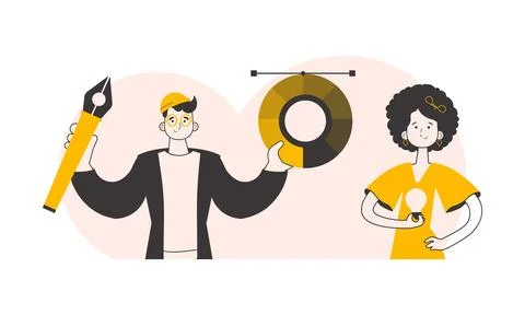 Design team. Linear style. Vector illustration. Stock Illustration