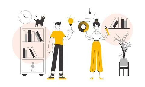 Design team. Modern linear style. Vector illustration. Ilustração Stock
