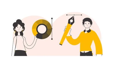 Design team. Modern linear style. Vector illustration. Stock Illustration