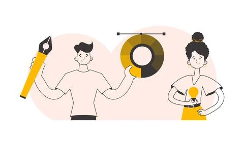 Design team. Trendy linear style. Vector illustration. Stock Illustration