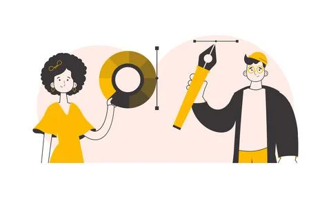 Design team. Trendy linear style. Vector illustration. Stock Illustration