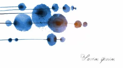 Design template with abstract blue ink wash painting and place for your text on Stock Illustration