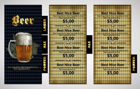 Design template beer menu Stock Illustration