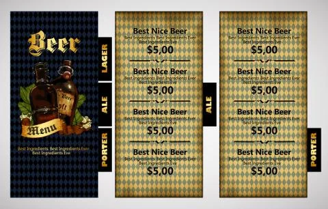 Design template beer menu Illustrazione stock