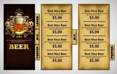 Design template beer menu Stock Illustration