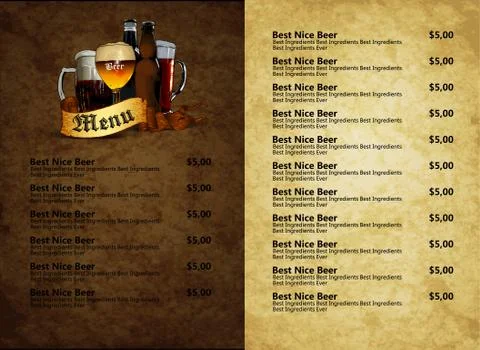 Design template beer menu Stock Illustration
