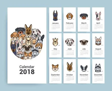 Design Template Calendar 2018. Stock Illustration