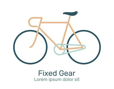 Design template linear minimal style. Fixed Gear, Vector illustration. Stock Illustration