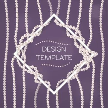 Design template with pearl strings and white frame. Stock Illustration