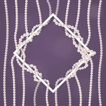 Design template with pearl strings and white frame. Stock Illustration