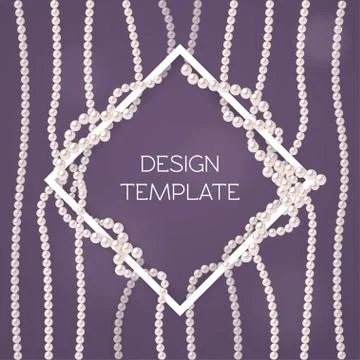 Design template with pearl strings and white frame. Stock Illustration