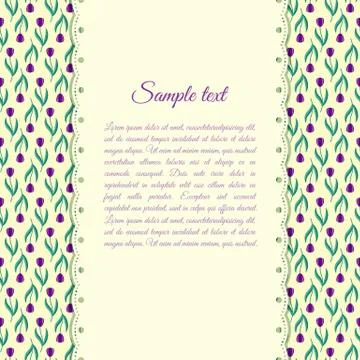 Design template with purple tulips Illustrazione stock