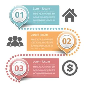 Design Template with Three Steps Stock Illustration