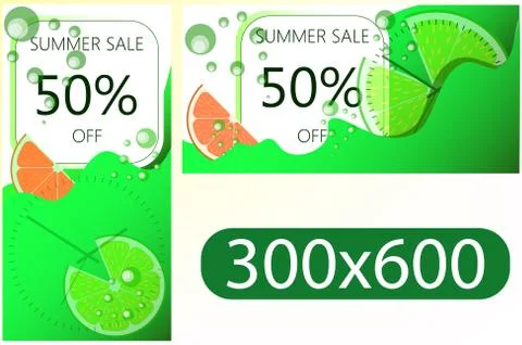 Design template vertical and horizontal summer sale banner on the website Illustrazione stock