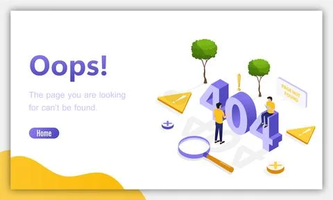 Design template for web page with 404 error. Isometric page. Not working er.. Stock Illustration