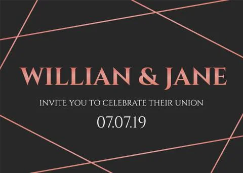 Design template for wedding invitation. Invite rose gold wedding card Stock Illustration