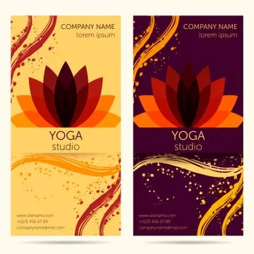 Design template for yoga studio with abstract lotus flower. Stock Illustration