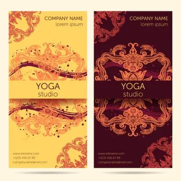 Design template for yoga studio with mandala ornament background Stock Illustration