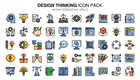 Design Thinking filled outline icon set. Stock Illustration