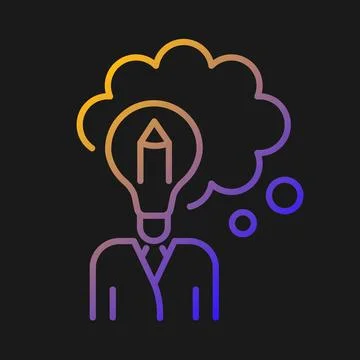 Design thinking gradient vector icon for dark theme Illustrazione stock