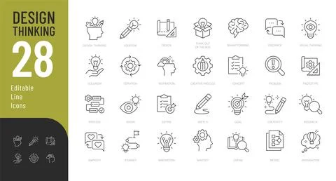 Design Thinking Line Editable Icons set. Stock Illustration