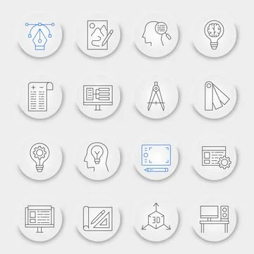 Design thinking line icon set Stock Illustration