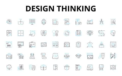 Design thinking linear icons set. Ideation, Prototyping, Empathy, Iteration Illustrazione stock