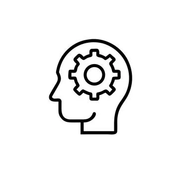 Design Thinking  in modern outline style human line editable icon Stock Illustration
