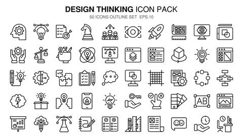 Design Thinking outline icon set.The collection includes of business develo.. 库存插图