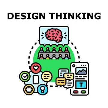 Design thinking process developing new product innovation Illustrazione stock