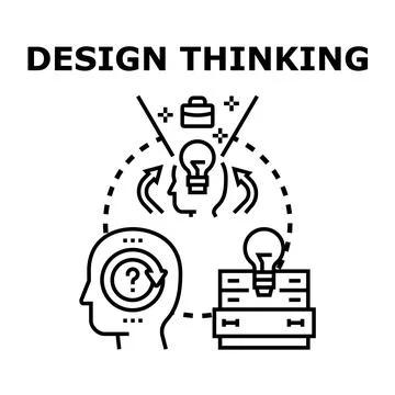Design thinking process generating creative business solutions Stockillustratie
