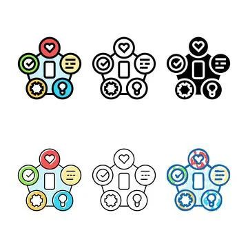 Design thinking ux looks ui color icon vector Stock Illustration