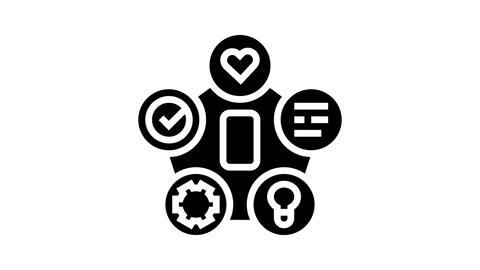 Design thinking ux ui glyph icon animation Stock Footage 326150216