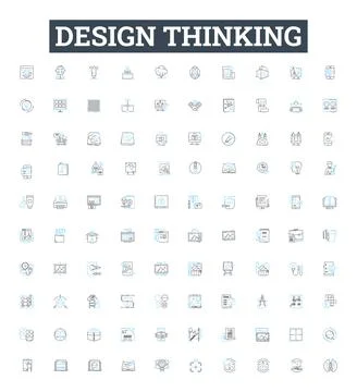 Design thinking vector line icons set. Design, Thinking, Ideation, Creativity イラスト素材