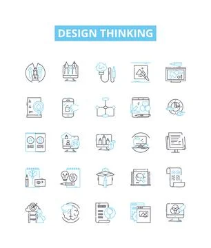 Design thinking vector line icons set. Design, Thinking, Ideation, Creativity Stock Illustration