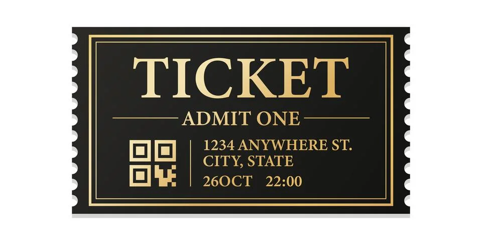 Design Ticket vector template for invitation, event, concert, music festival Illustrazione stock