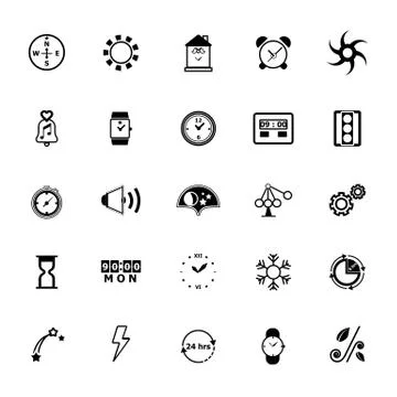 Design time and direction line icons on white background Stock Illustration