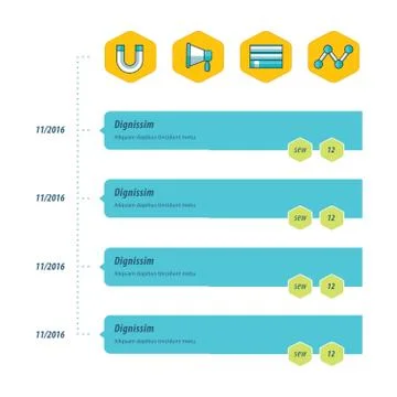 Design timeline template  bule, yellow and green color Stock Illustration