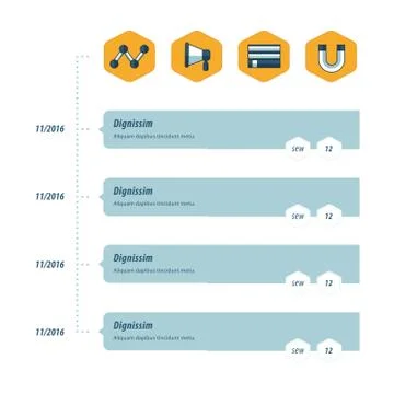 Design timeline template  bule, yellow color style Stock Illustration