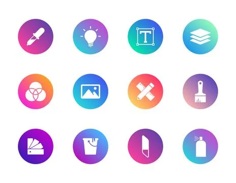 Design tools, creativity, UI. Stock Illustration