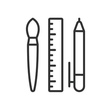 Design tools icon in line design. design, tools, brush, ruler, pen, creativity Stock Illustration